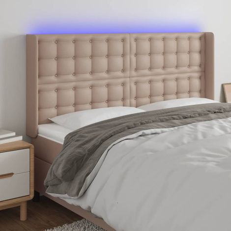 vidaXL Luci LED per letto - Testiera a LED Cappuccino 147x16x118/128 cm in Similpelle (1/5)