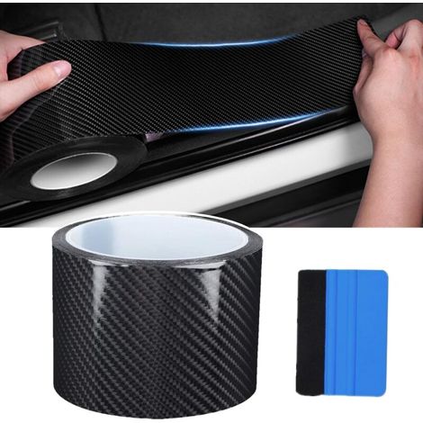Film de Protection Universel pour Seuil de Porte de Voiture 10M Autocollant Fibre de Carbone Protecteur de Pare-Chocs Protection Seuil Porte de Voiture Protecteurs de Jante (7cm x 10m) (1/5)