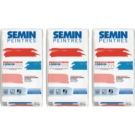 Enduit de Rebouchage et Lissage Semin (Françoise), Intérieur, en Poudre, sac 15 kg, Lot de 3 (1/5)