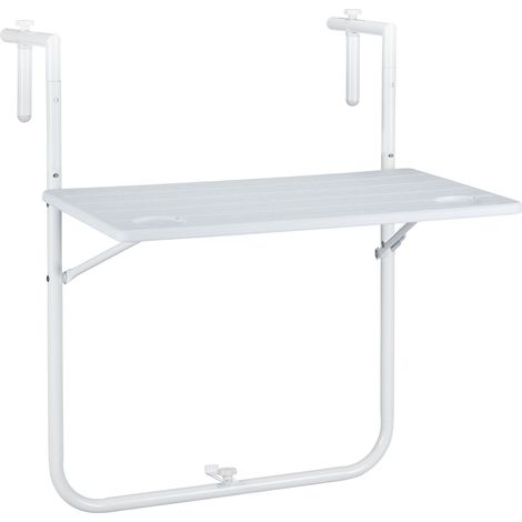 Práctica mesa de balcón colgante plegable 60 x 40 x 5 cm de plástico aspecto madera blanca 130010539 (1/5)