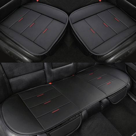 Housse siege voiture, incluant la housse de siège avant et la housse de banquette arrière, les protections de siège universelles en cuir PU conviennent à 90 % des véhicules (Noir)