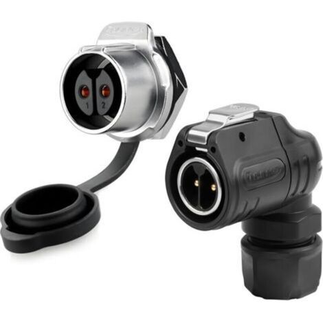 LP20 90° 2-poliger wasserdichter Schnellanschluss-Winkelstecker, einpolige Buchse, runder elektrischer Außenstecker für Industrieanlagen