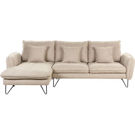 Sofá de esquinero respaldo ajustable moderno cojines adicionales tapicería de chenilla beige derecho Sersan