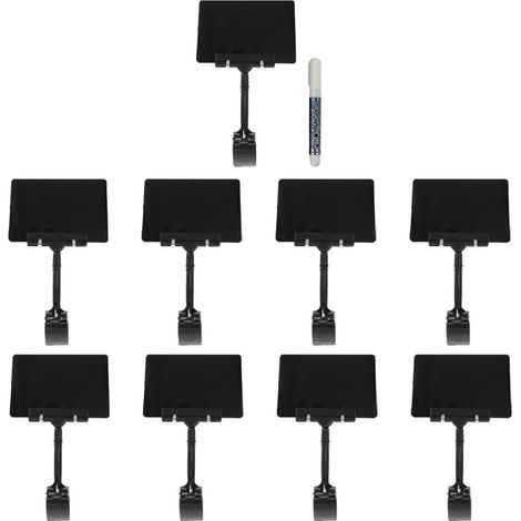 Mikikit 9 Porta Letreros Borrables de Pvc Negro Clips Doubles (1/5)