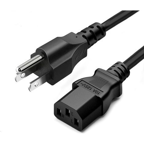 Cable D'alimentation Câble Secteur - 1 5 M - 10 A - 125 V - 3 Broches - Noir - Pour Moniteur Ordinateur Imprimante Téléviseur Radio (1/4)