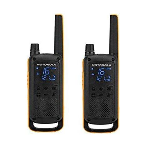 Talkie-walkie PMR 16 canaux – Résistant aux éclaboussures IPX4 – Portée jusqu'à 10 km – Écran LCD éclairé – 2 unités avec accessoires – Motorola