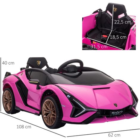 Voiture électrique pour enfants, Lamborghini, 3-5 km/h, télécommandée, pour les 3-5 ans, rose (1/4)