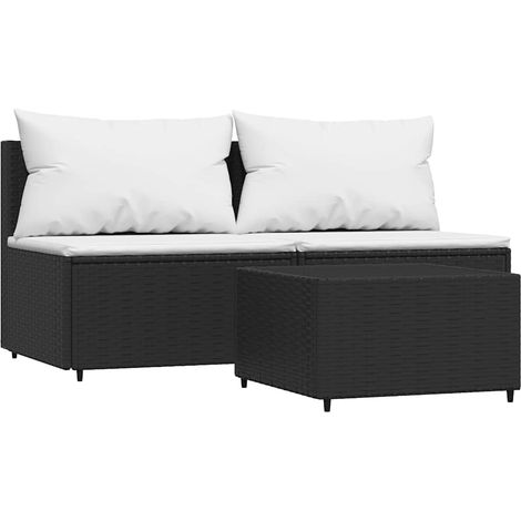 Maison Exclusive - Set Divani da Giardino 3 pz con Cuscini Nero in Polyrattan
