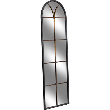 Espejo de pared de madera y hierro negro 60x3x190h cm