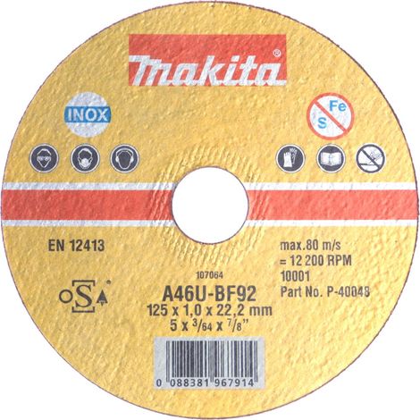 Makita – Lot de 25 disques à tronçonner 125mm – Métal et inox – Ø alésage 22,23mm – Épaisseur 1,6mm – Pour meuleuses (1/3)