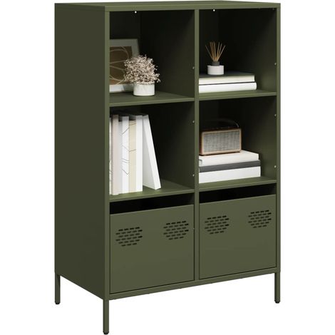 Highboard Olivgrün 68x39x103,5 cm Stahl