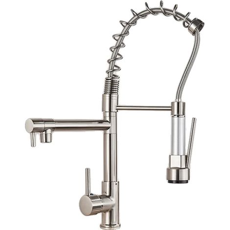 Grifo de cocina, giratorio 360 grados, cabezal rociador extraíble, níquel B (1/2)