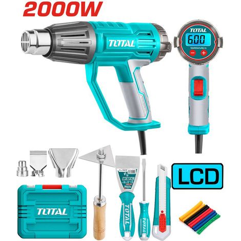 PISTOLA TERMICA SVERNICIATORE AD ARIA CALDA 2000W+ACCESSORI+VALIGETTA TOTAL