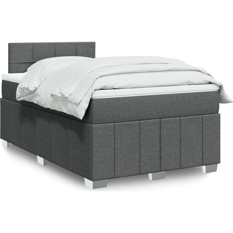 Boxspringbett mit Matratze Dunkelgrau 120x200 cm Stoff