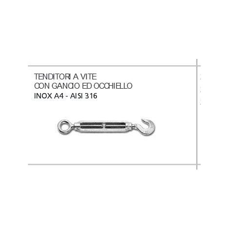 ORECA - 1 TENDITORE A VITE CON GANCIO EOCCHIELLO IN INOX 12,5 X 2,00 mm 0021514.IX
