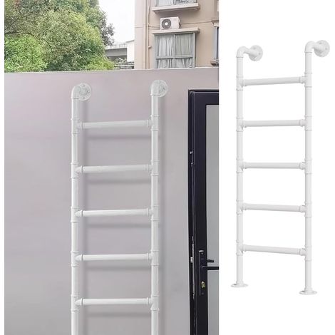 Échelle murale en métal, échelle de loft en fer forgé blanc pour lit superposé, échelle de sortie d'entrée en hauteur échelle d'escalade multifonction pour murs extérieurs d'entrepôt de sous-sol(135cm (1/5)