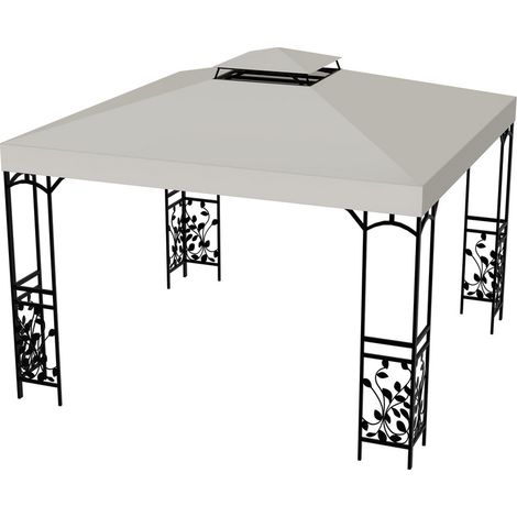 Hengda Tetto di ricambio Telo di ricambio Copertura della tenda di accoglienza Tetto di ricambio pergola in tessuto 3x3M Beige (1/5)