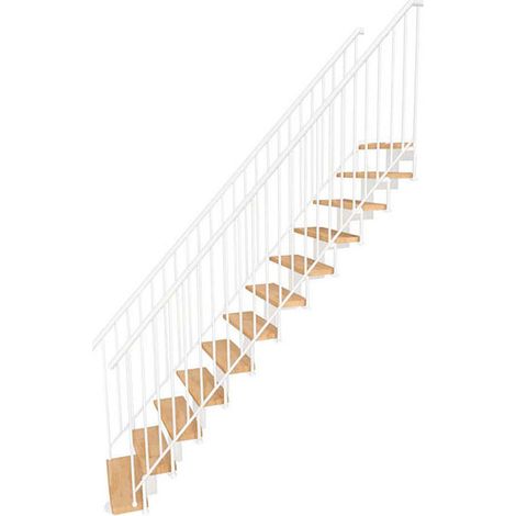 Scala dritta 8 gradini - Altezza raggiungibile 1.85 a 2.16m - Larghezza 80cm - Struttura bianca e gradini in legno di faggio - COMFO80/I/BB2MC-8
