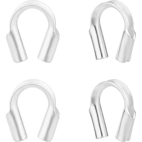 1 boîte de 20 pièces de Protection de Fil en Forme de U avec Trou de 0.6 mm en Argent Sterling, Protection de Fil de Câble, Protection de Fil, Boucle de Protection pour Colliers, Bracelets (1/5)