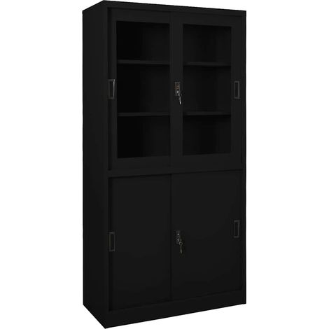 vidaXL Armoire de bureau et porte coulissante Blanc 90x40x180 cm Acier (1/5)