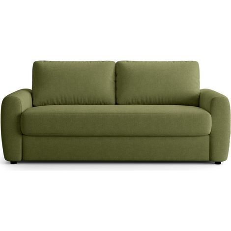 Canapé droit convertible 3 places en tissu chenille vert olive - ouverture express - Salvia (1/5)