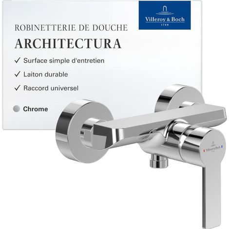 Mitigeur de Douche en Saillie Robinet de Douche avec Cartouche en Céramique Mitigeur Économique SmartPressure Carré - Chrome (1/5)