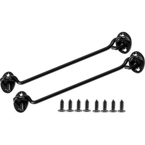 crochets et œillets en acier inoxydable, crochet porte Loquet Porte Crochet Cabine Robustes Serrure de Porte de Grange crochets de porte de grange crochet et loquet à œillet 10 Inch noir (1/5)