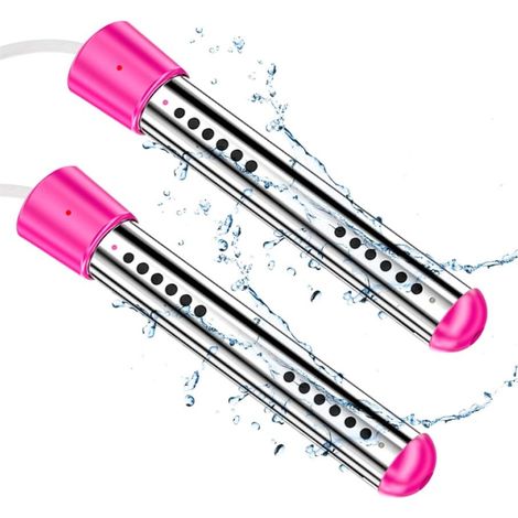 (Rose, 2000 W) Lot de 2 chauffe eau à immersion électriques portables pour piscine/jacuzzi avec acier inoxydable 304 pour baignoire, seau, bassin, 5 gallons d'eau en quelques minutes