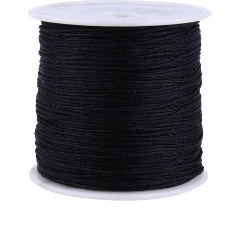 Fil de nylon pour noeuds chinois 100m x 0,8mm, cordon rat-tail macramé, fil Shamballa noir (1/5)
