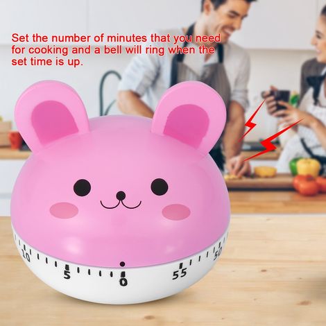 Minuteur de cuisine mécanique manuel en forme d'animal (Lapin rose) (1/5)