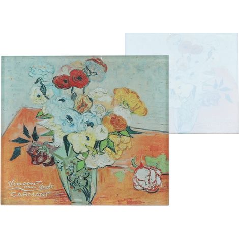 Carmani, posavasos de cristal de aprox. 11,5 x 11,5 cm - Van Gogh / Rosas y anémonas (1/2)