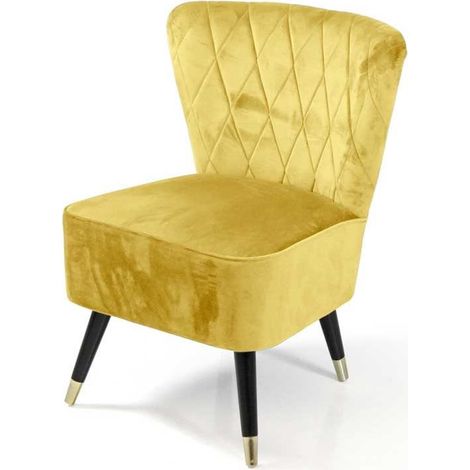 POLTRONA IN VELLUTO CON GAMBE NERE 63.5 X 66 X 84 CM CM COLORE GIALLO ORO