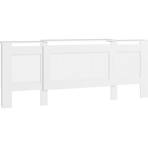 Cubreradiador extensible con estante y lamas 125-201 x 19 x 81,5 cm blanco HOMVRA (1/5)
