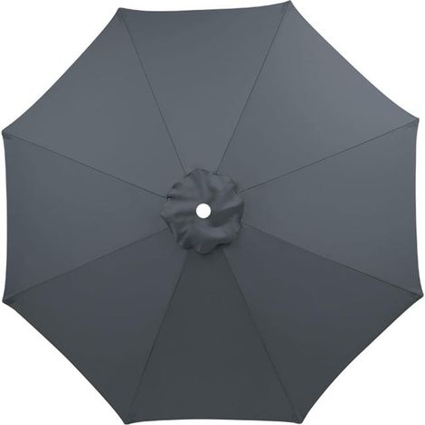 Housse de remplacement pour parasol de terrasse à 8 baleines de 2,7 m, housse de protection UV, toile de parasol grise (1/5)