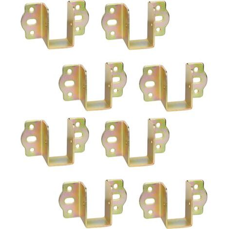 8 pièces Supports Fixation Central pour Rail de Lit Suspension de Solive en Bois Largeur Metal Connecteurs Raccord pour Cadre de Lit Chromé Jaune (1/3)