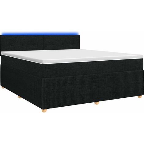 Maison Exclusive - Lit boxspring avec matelas Noir 140 x 190 cm Tissu (1/5)