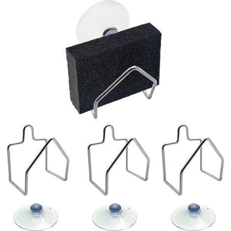 Escurridor de esponjas de acero inoxidable para cocina/baño/fregadero - Paquete de 4 escurridores de esponjas para lavavajillas - Plateado (1/5)