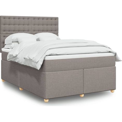 vidaXL Giroletto a Molle con Materasso Tortora 140x190 cm in Tessuto (1/5)