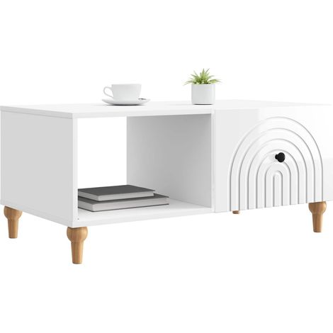 Maison Exclusive - Couchtisch Hochglanz Weiß 90 x 50 x 40 cm Holz