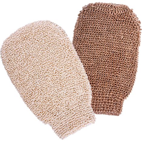 2 Mitaines de gommage écologiques pour douche et bain - Lot de 2 gants exfoliants pour le corps, réutilisables et doux (1/5)