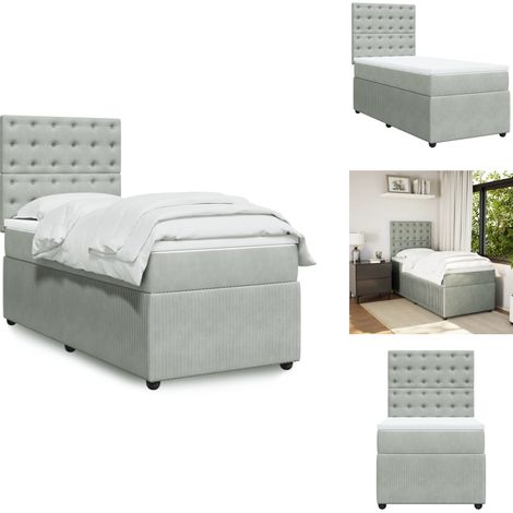 Sommier à lattes de lit et matelas Gris clair 100x200cm Velours - Sommier À Lattes De Lit - Sommiers À Lattes De Lit - Lit - Meuble De Chambre À Coucher (1/5)