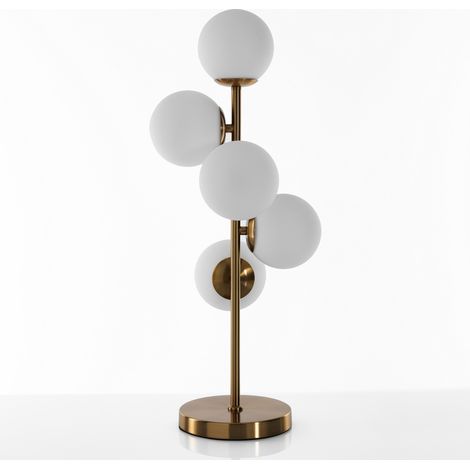 Lampada da tavolo 5 sfere in metallo verniciata ottone cm. Ø.28 H.66