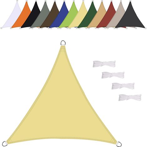 Voile d'ombrage Triangle équilatéral 3.6x3.6x3.6m Imperméable Toile Ombrage UV Protection pour Terrasse Jardin Extérieur- Beige (1/5)