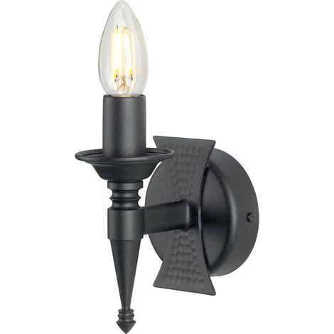 Elstead Saxon - 1 Licht Innenkerze Wandleuchte Schwarz, E14 (1/5)