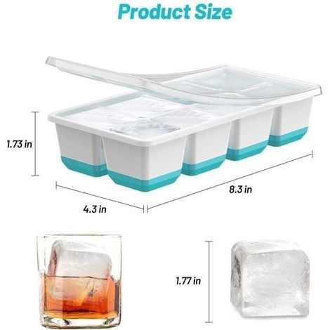 2er-Set Eiswürfelformen mit Deckel, aus Silikon, für Whisky, Fruchtwein und andere Getränke. Sicher, wiederverwendbar, stapelbar und leicht zu entnehmen. (1/3)