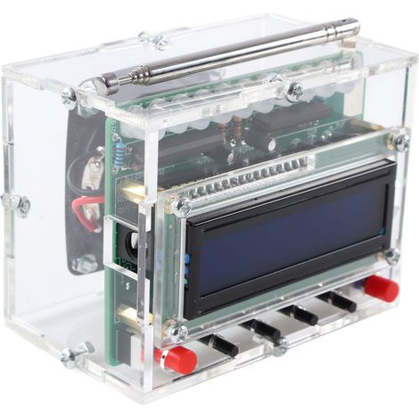 Selbstbau-FM-Radio 87 bis 108 MHz, digitaler Radioempfänger mit LCD-Display und LED-Blinklicht für Bildungsprojekte, vormontiert (1/5)