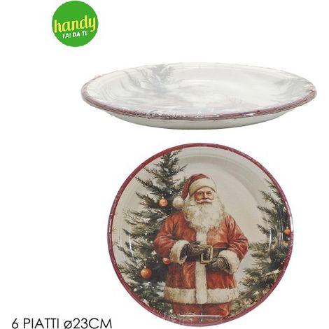 Set 6 Piatti Natalizi General Trade Babbo Natale Ø 23 cm