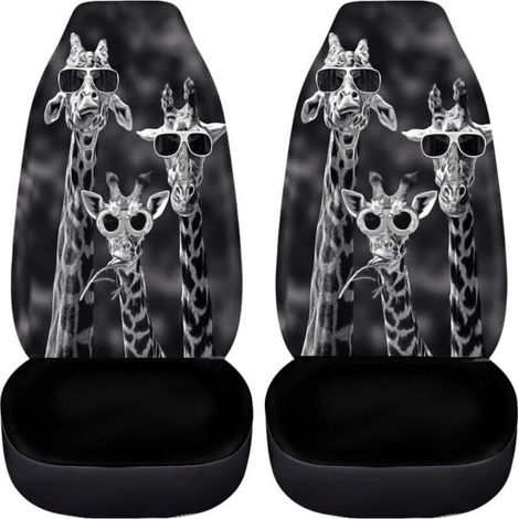 Lot de 2 housses de siège de voiture girafe pour sièges avant de voitures, camions, berlines, housses de coussin anti-saleté pour animaux domestiques pour homme et femme (1/5)