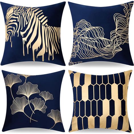 Lot de 4 housses de coussin en velours, housses de coussin décoratives douces, housses de coussin carrées 45x45 cm, style ferme (1/5)