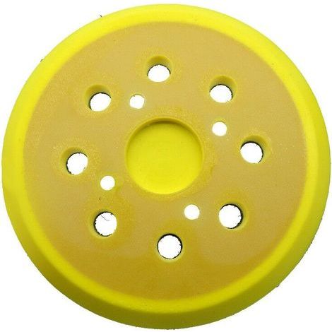 1 pièces 125mm Plateau de ponçage, Rond Disques de Ponçage à 8 Trous patin PU, pour ponceuse Plateau ponçage souple Remplacer (Jaune) (1/5)